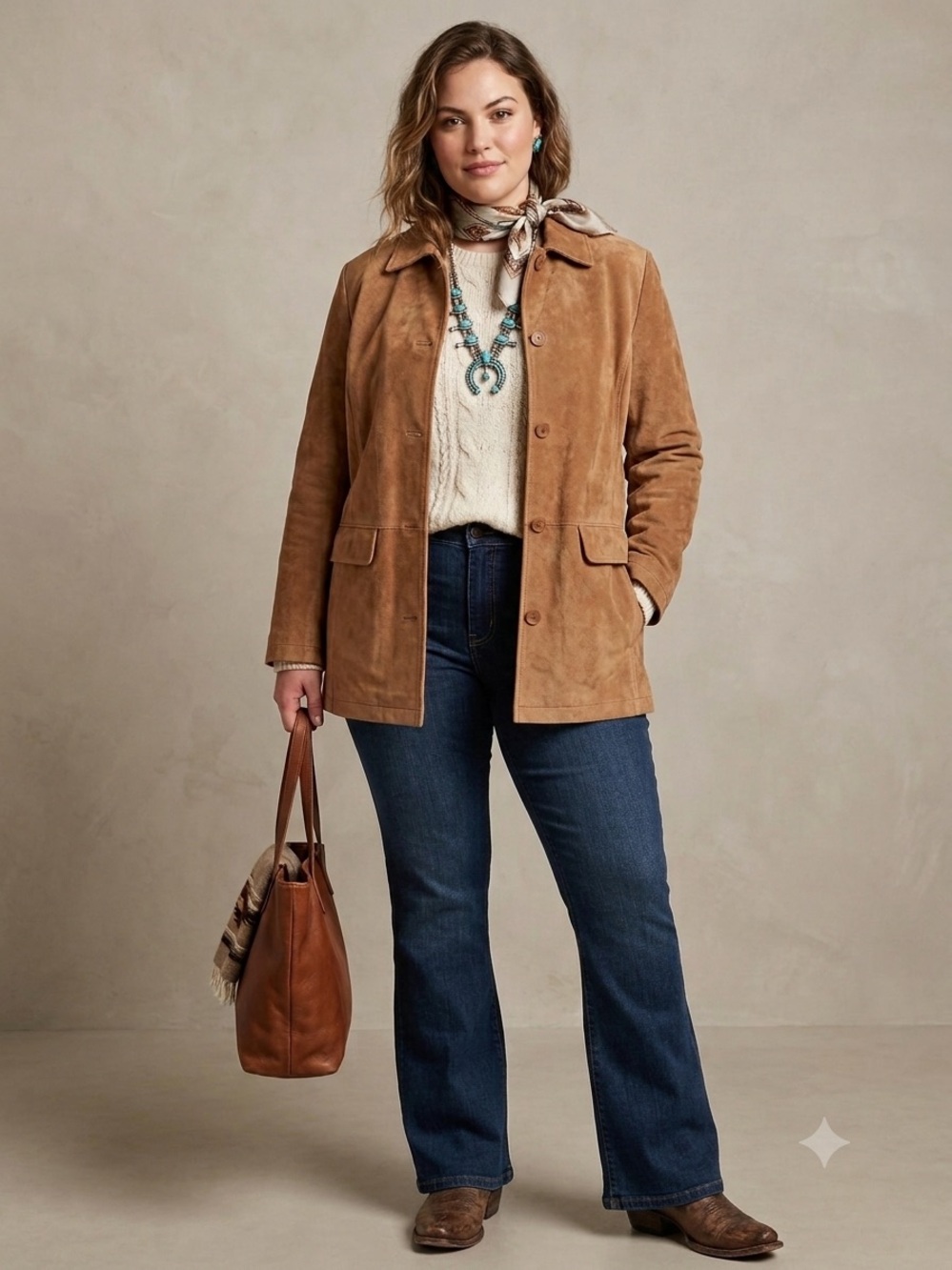 Bernardo Vintage Y2K Washable Stretch Suede Mid Length Jacket in Camel size Lg